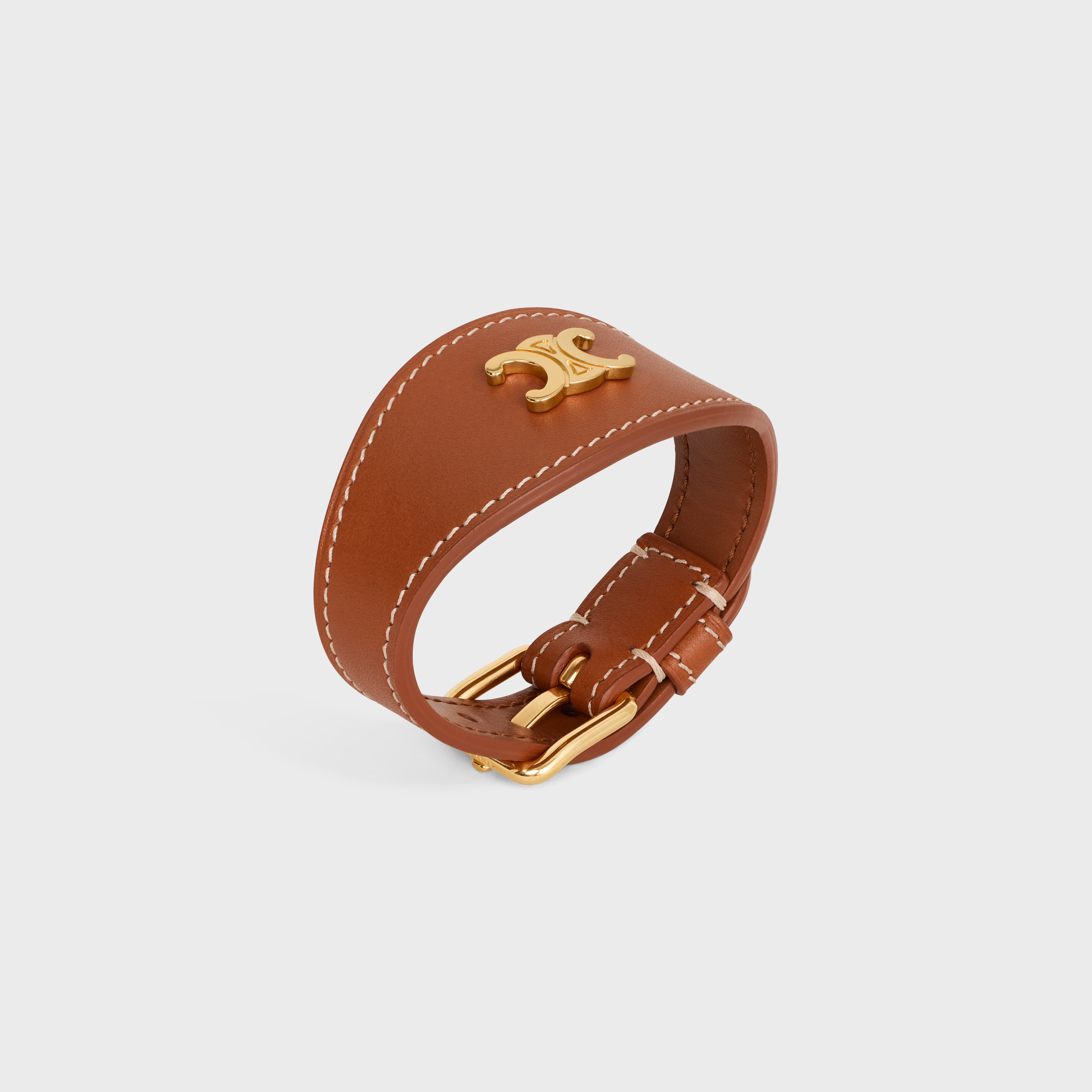 Les Cuirs Celine Bracelet in Calfskin and Brass with Gold Finish - 2