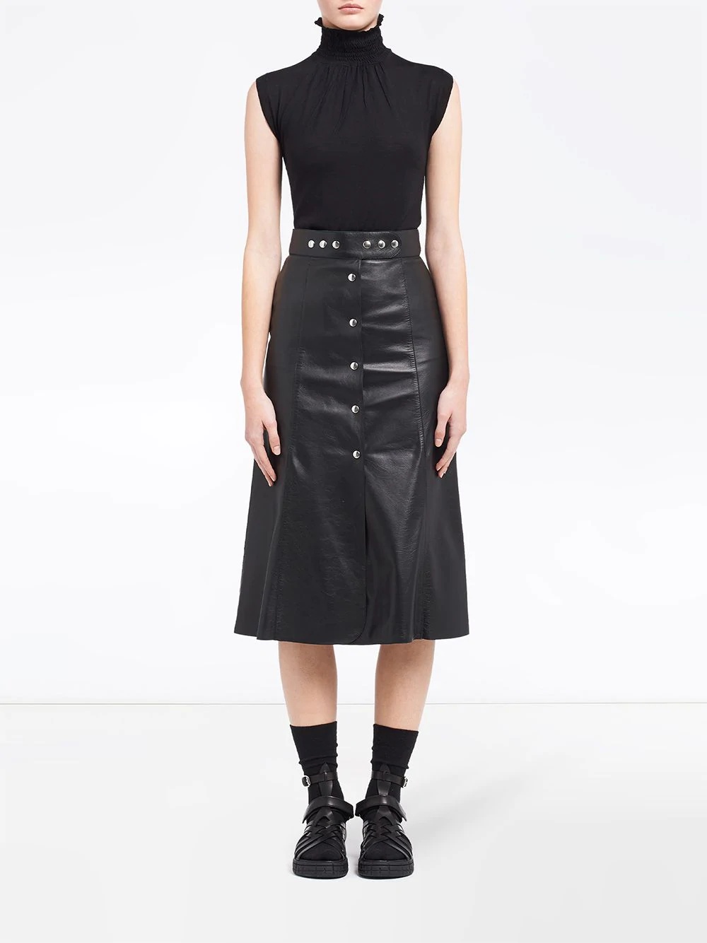 a-line buttoned midi skirt - 2