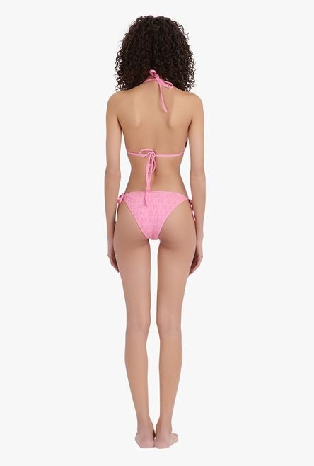 Pink bikini with Balmain monogram pattern - 3