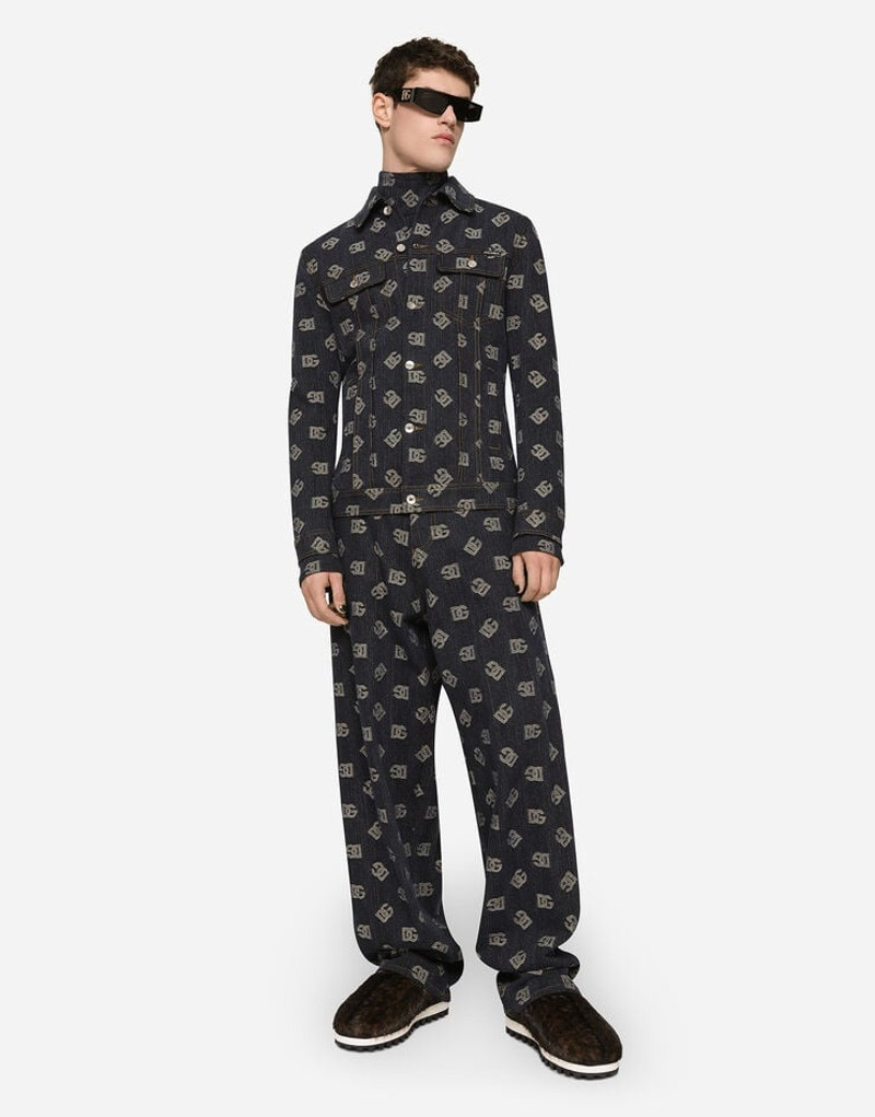Stretch cotton jacquard pants with DG logo 5