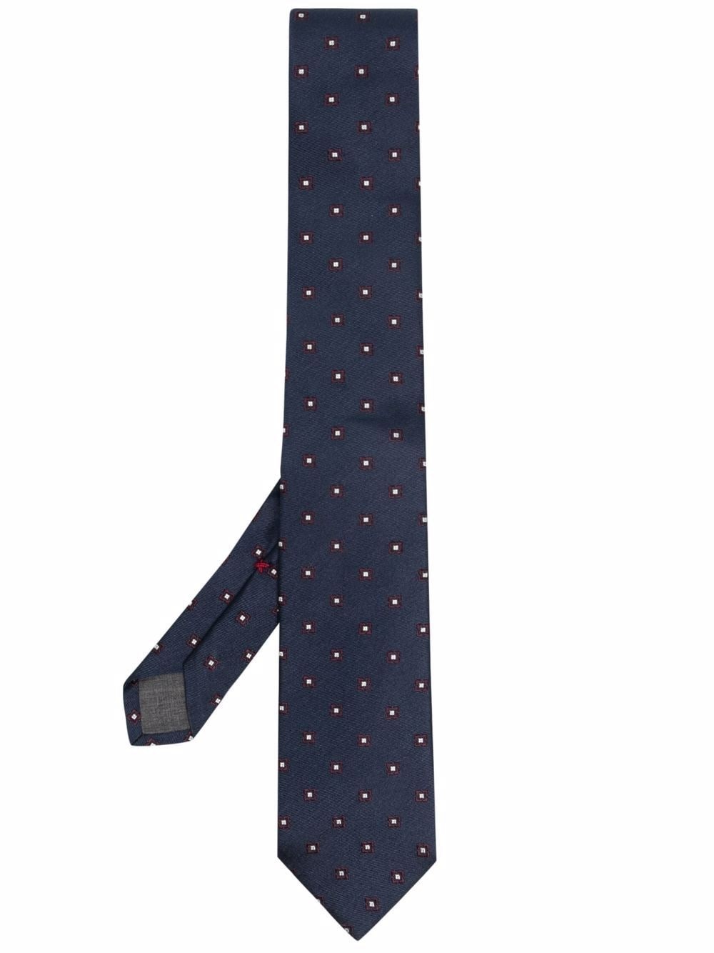 geometric-print silk tie - 1