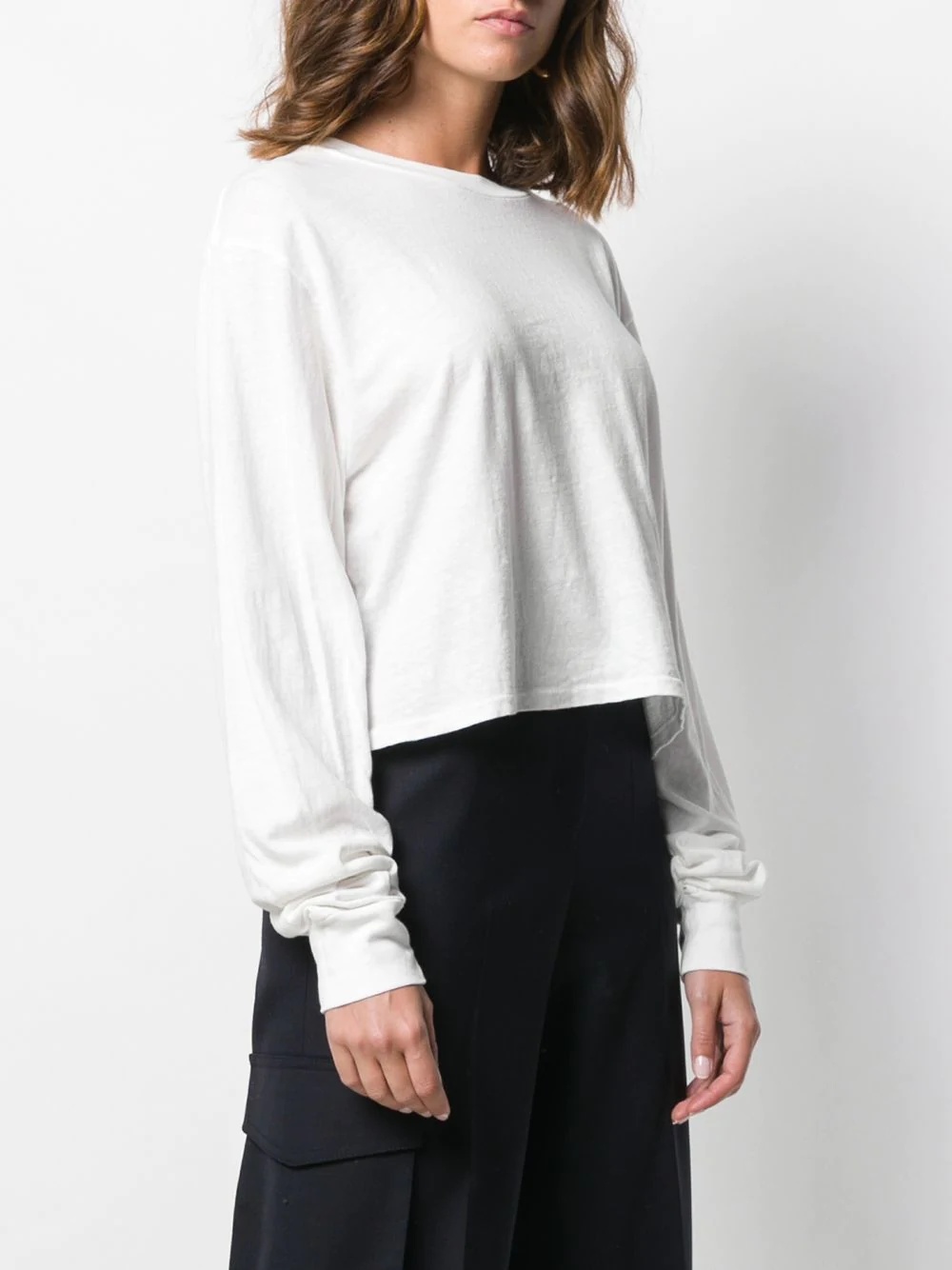 jersey long-sleeved cropped T-shirt - 3