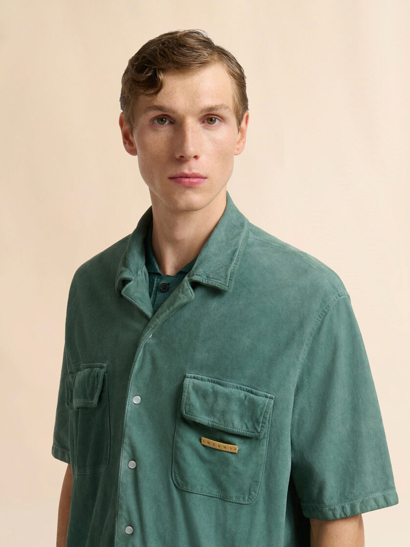 GREEN SUEDE SHIRT WITH POCKETS 4