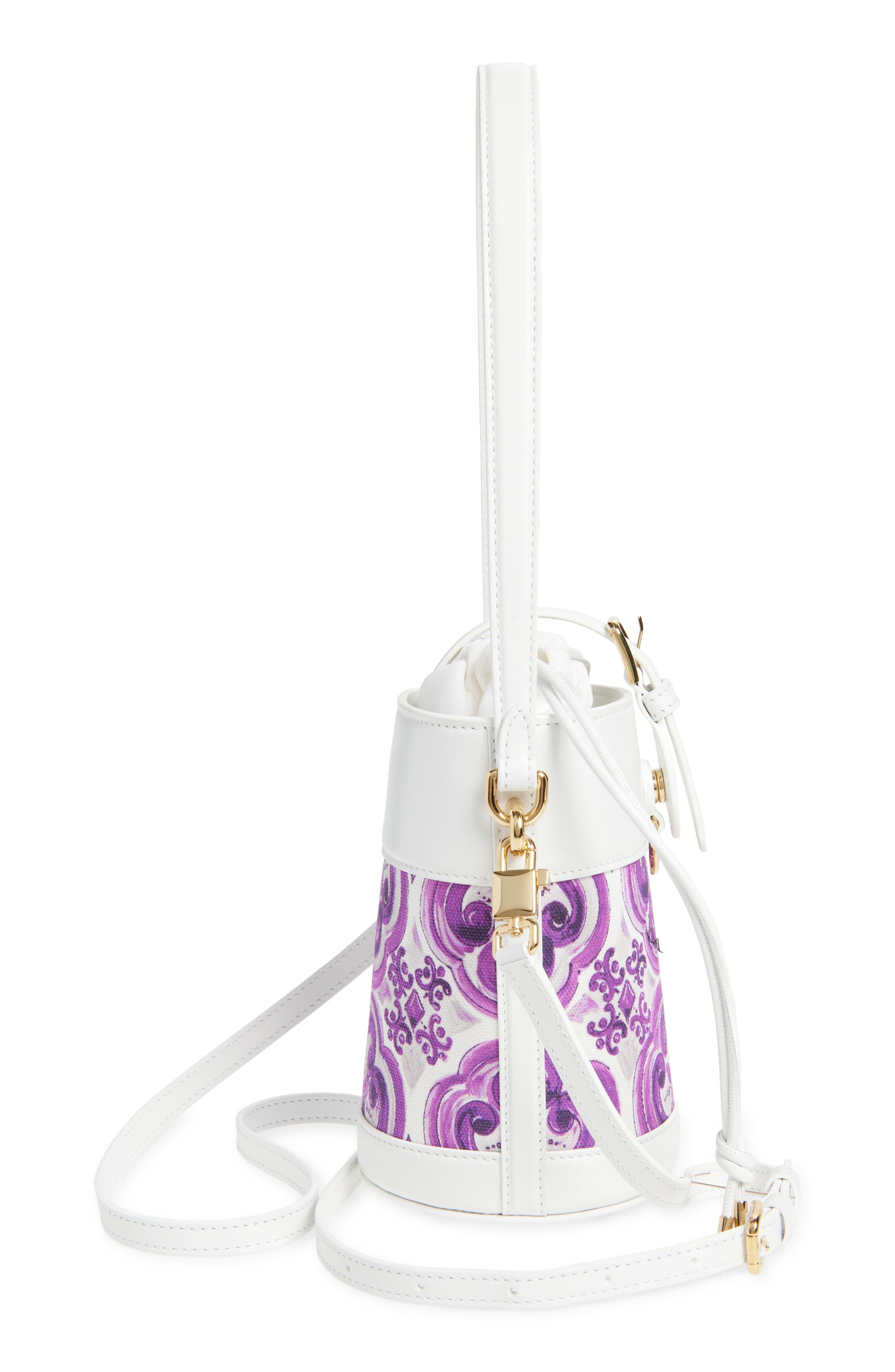 Dolce&Gabbana Capri Majolica Canvas Bucket Bag in I03Tn Maiolica 3 Viola at Nordstrom - 6