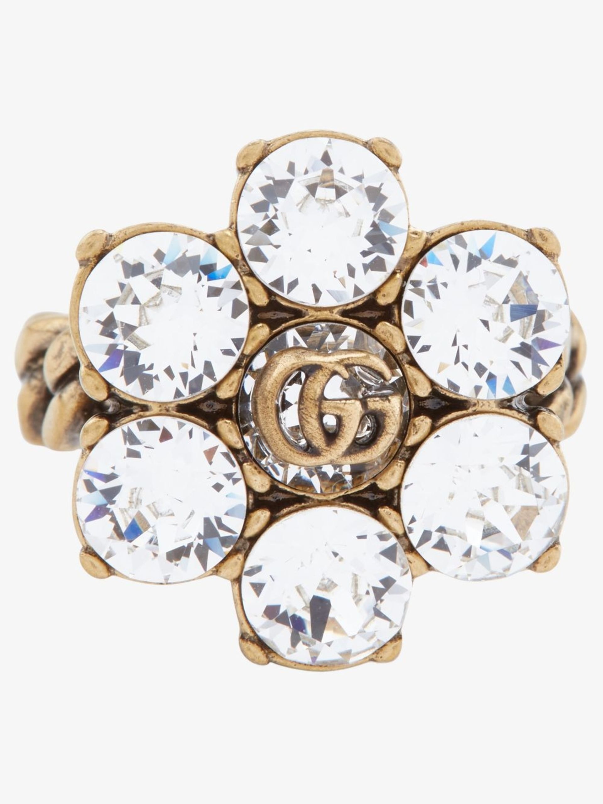 gold-tone Marmont crystal cocktail ring - 2