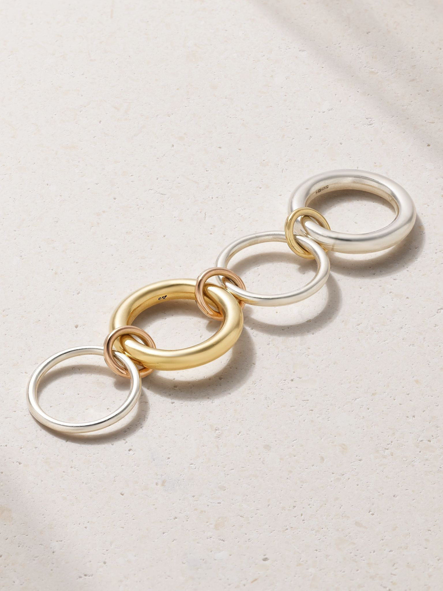 Cici set of four 18k yellow and pink gold and sterling silver rings Gold - 3