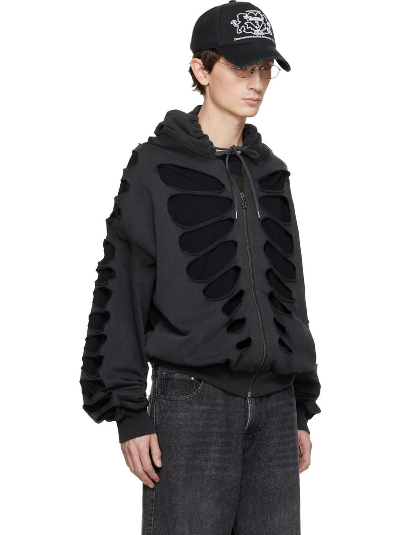 Black Shoulderless Cutout Hoodie 2