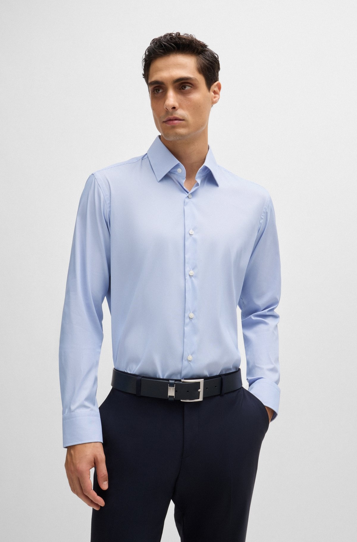 REGULAR-FIT SHIRT IN STRIPED STAIN-REPELLENT TWILL - 2