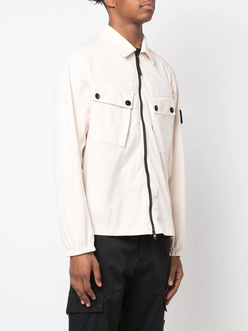 Compass-patch zip-up shirt - 3