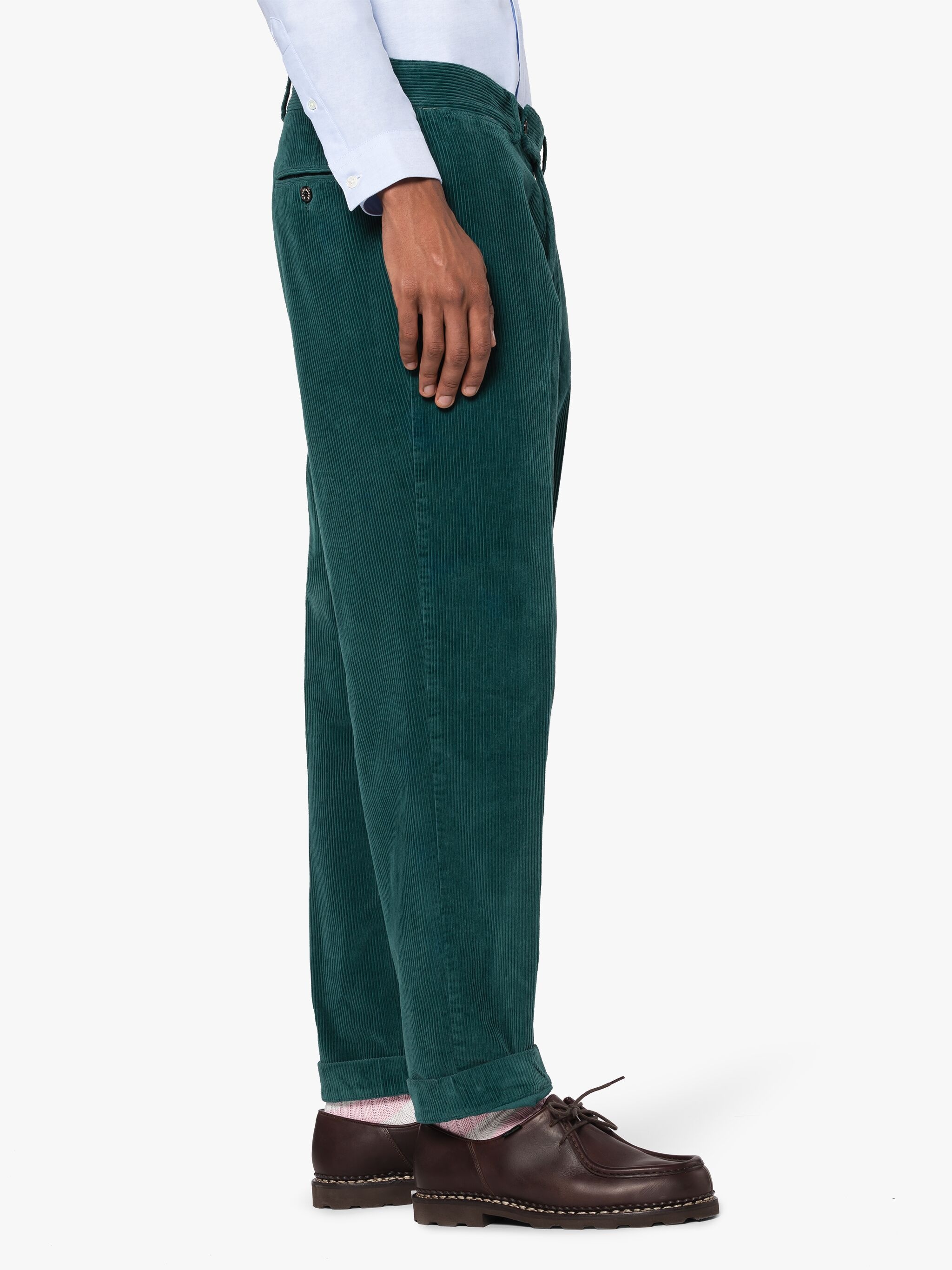 TEAL CORDUROY COTTON CHINO TROUSERS - 6