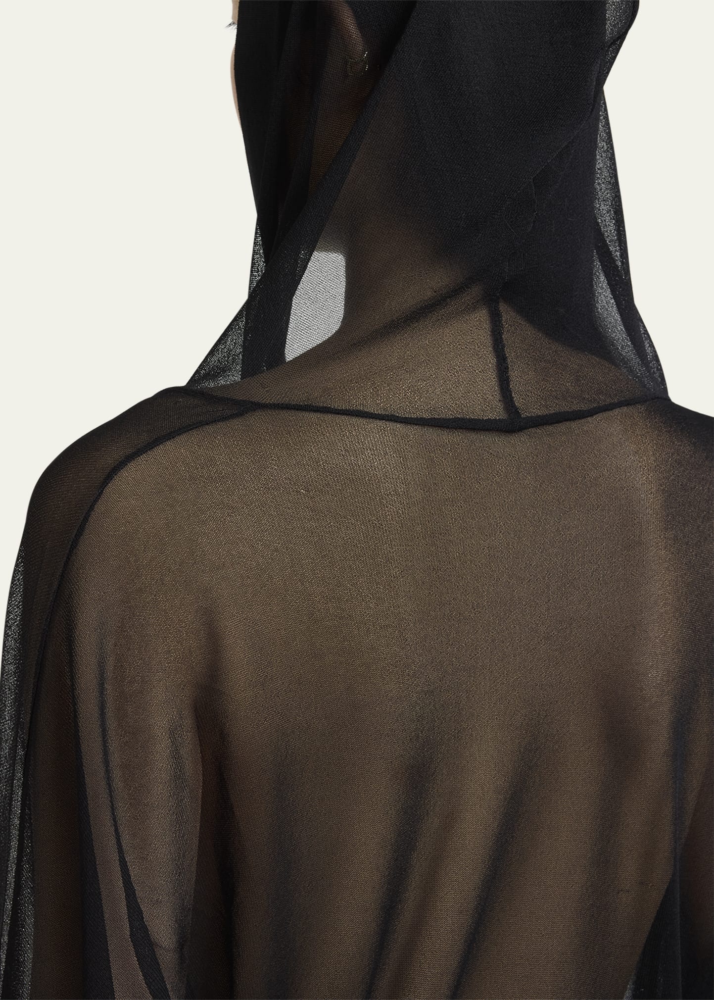 Sheer V-Neck Hooded Bodysuit - 3