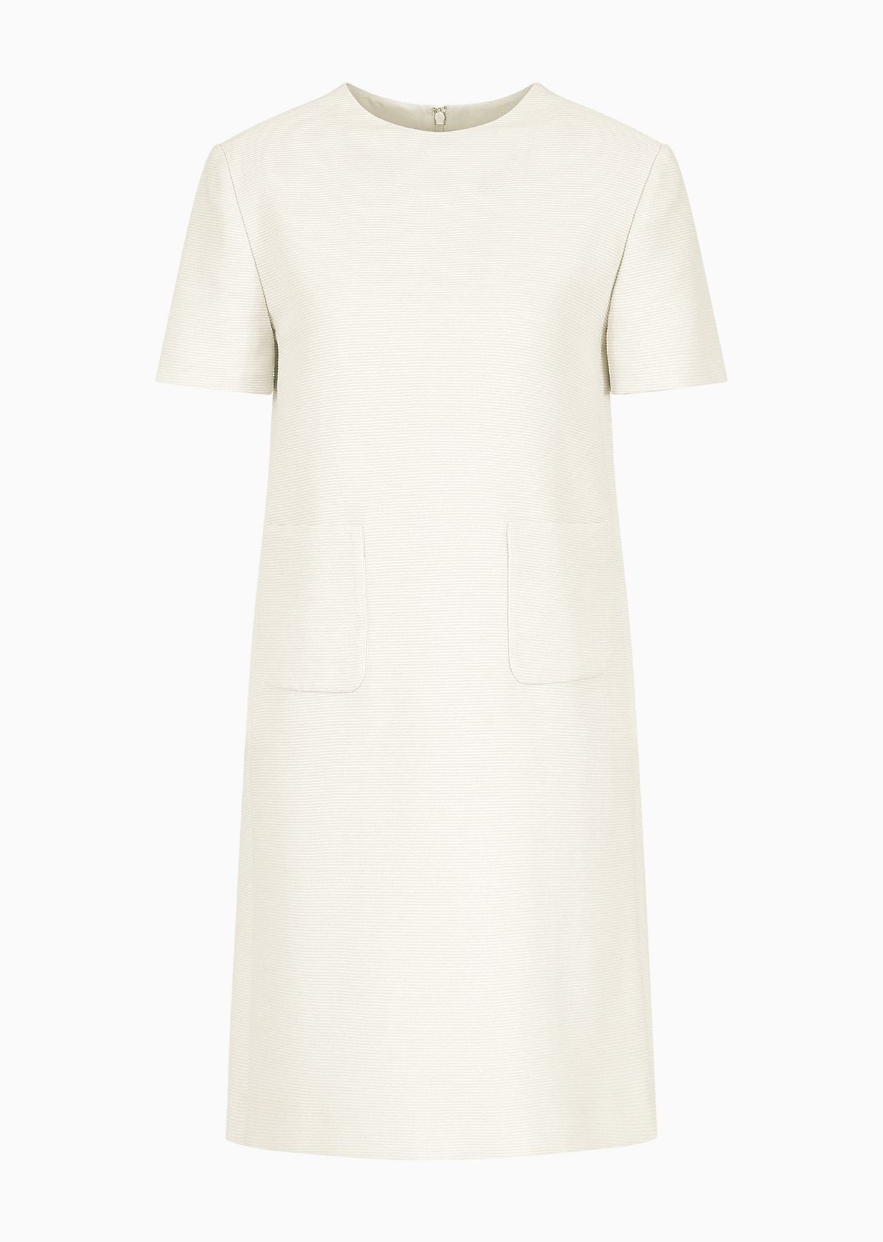 Short-sleeved tunic dress in technical faille - 1