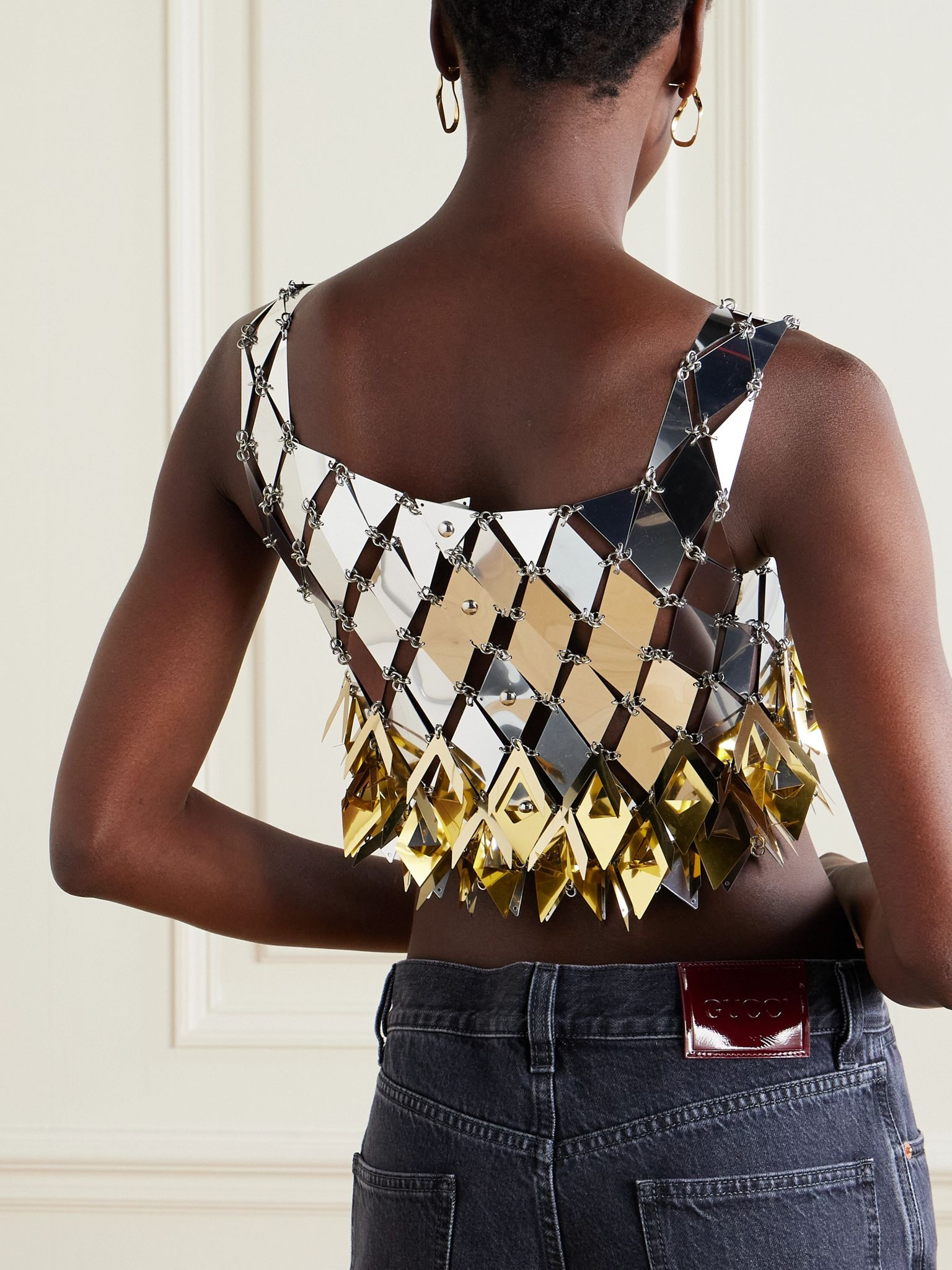 Cropped fringed chainmail top Silver - 3