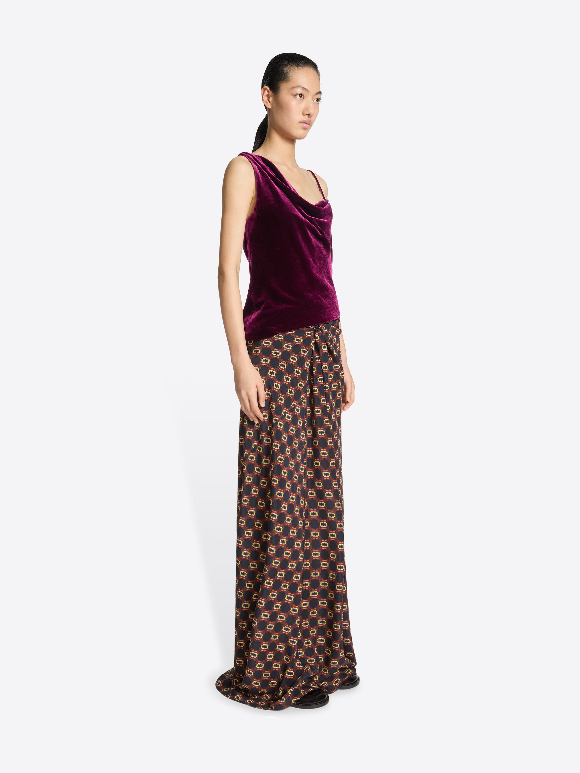 LONG DRAPED SILK SKIRT - 3