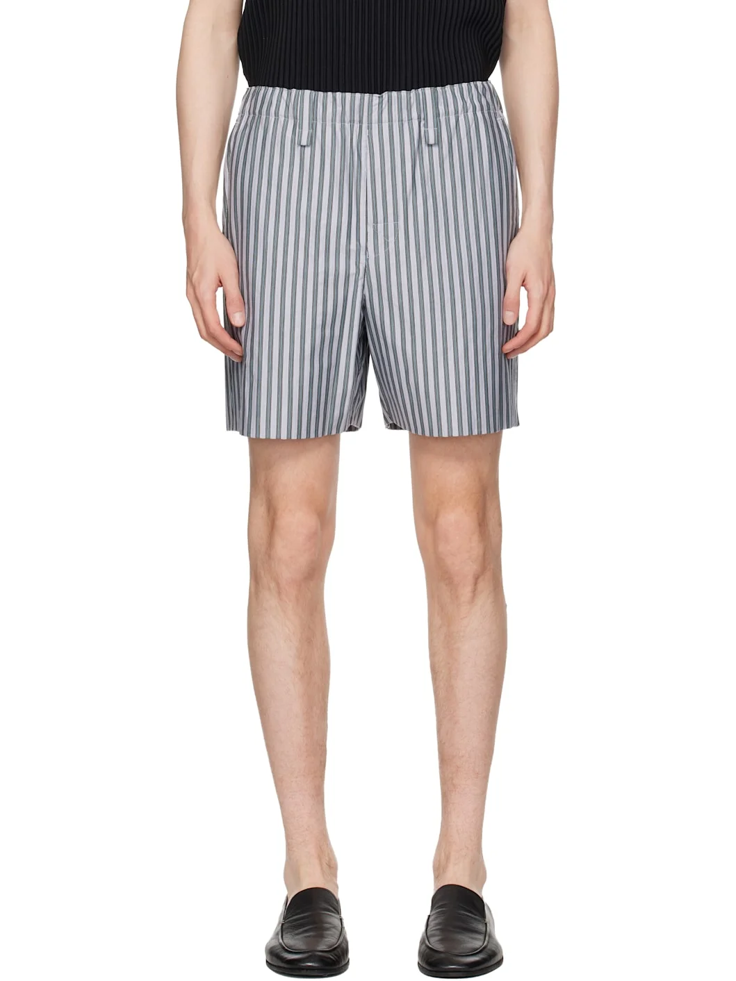 Blue Stripe Jersey Shorts - 1