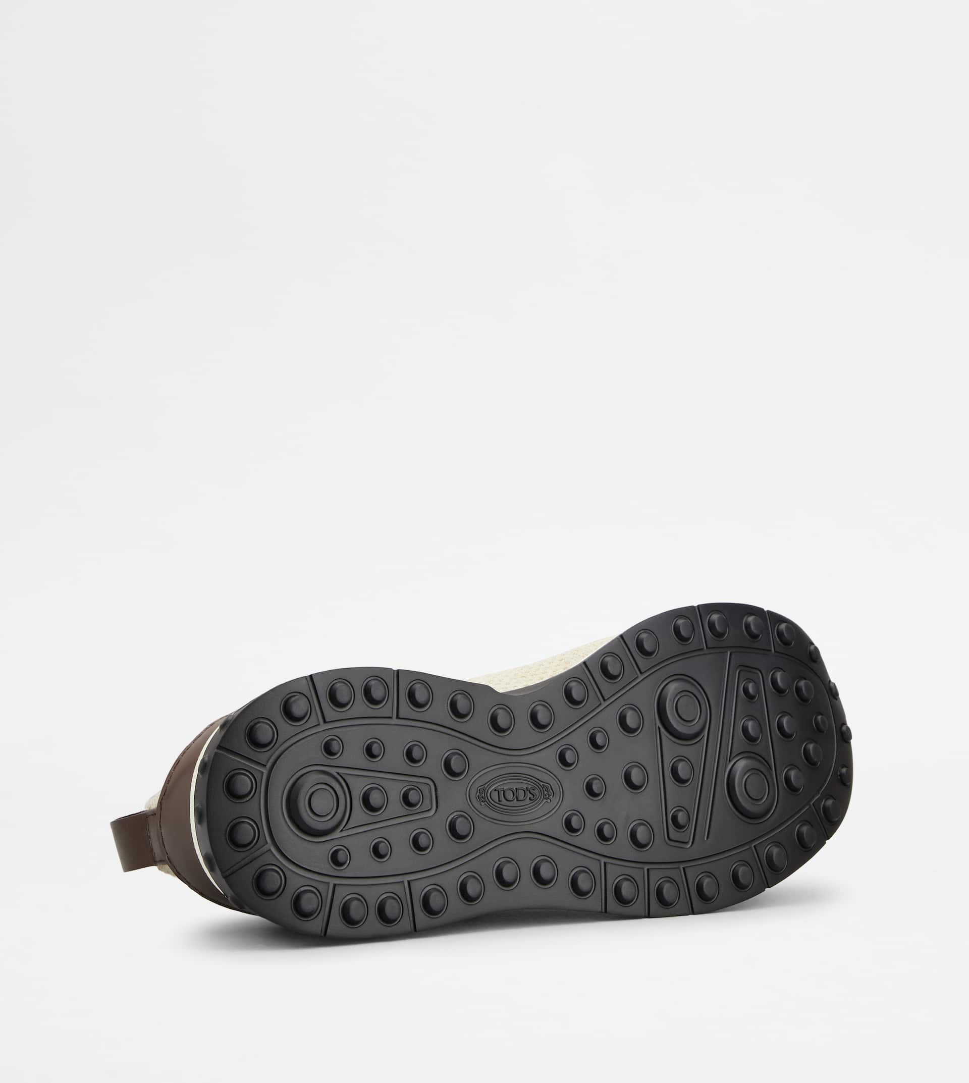 SOCK SNEAKERS IN TECHNICAL FABRIC AND LEATHER - OFF WHITE, BROWN - 4