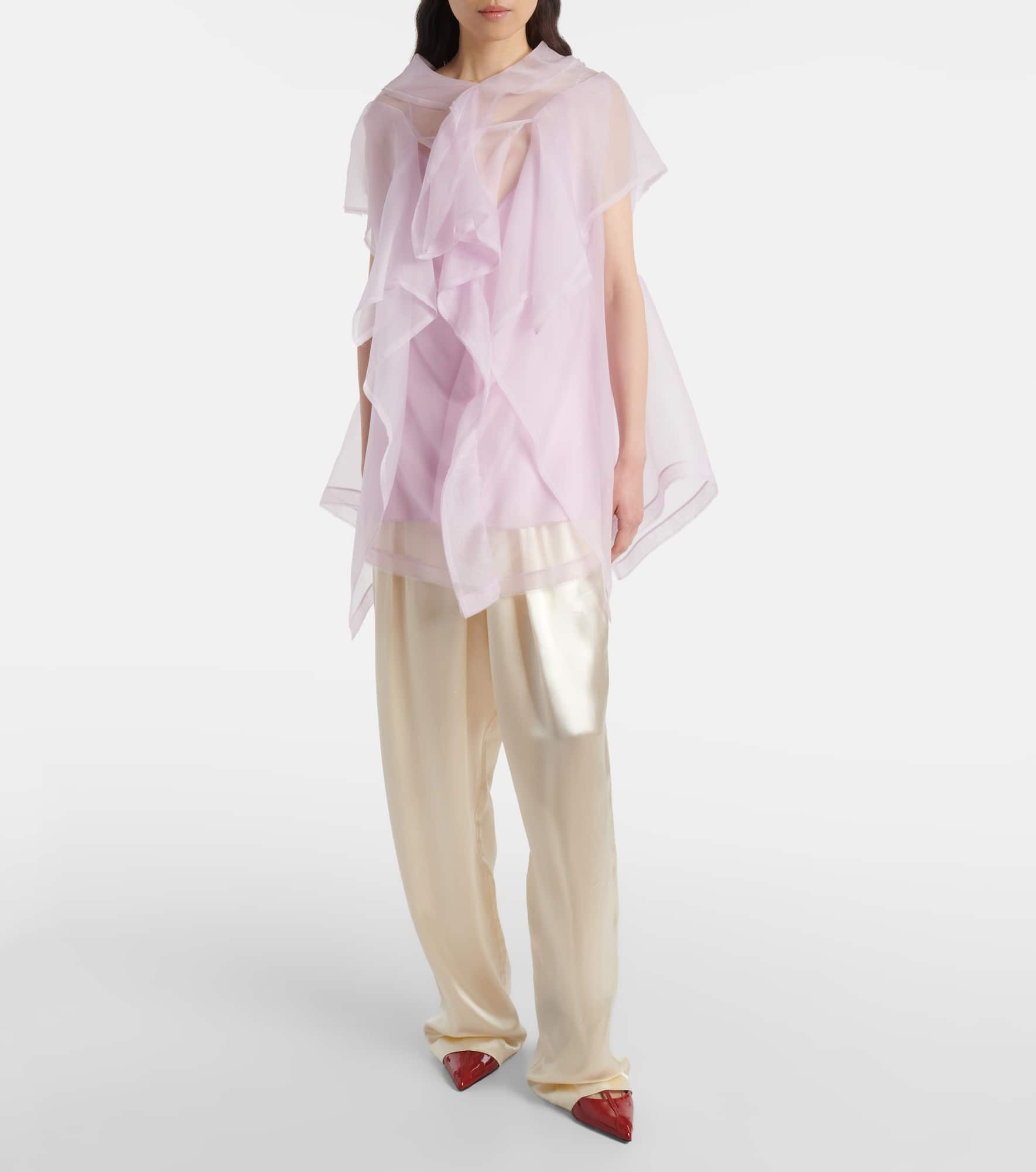 Santana ruffled silk organza top - 2