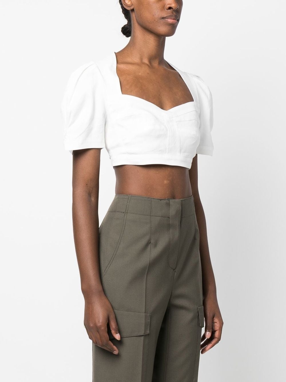 cropped puff-sleeve top - 3