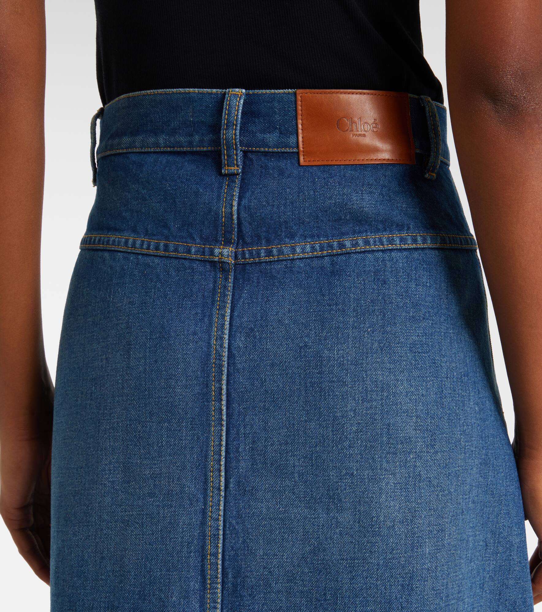 Pleated denim midi skirt - 5