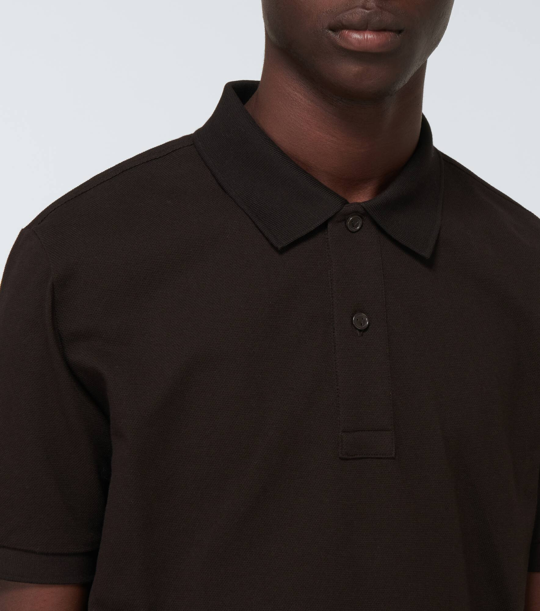 Short-sleeved cotton piqué polo - 5