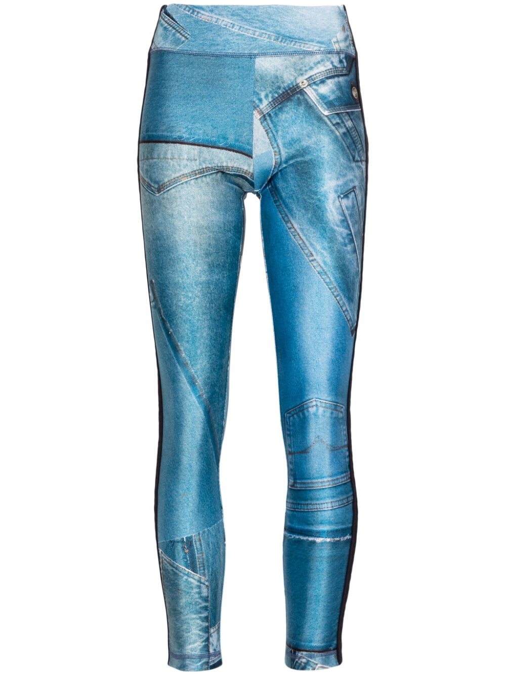 Patch Denim-print leggings - 1
