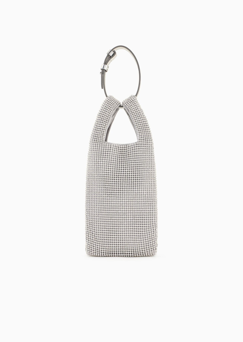 Metallic mesh mobile phone mini bag with rhinestones 1
