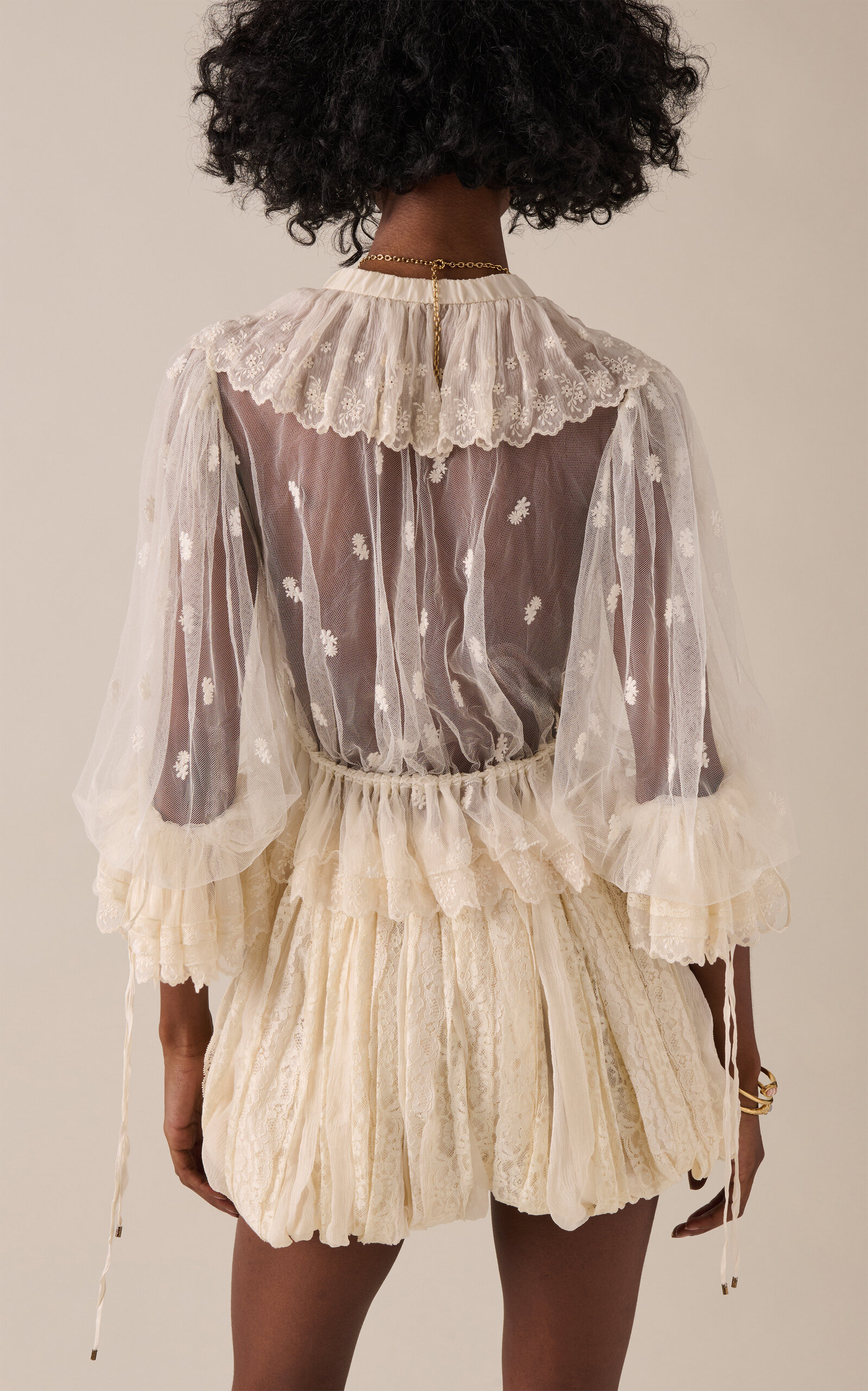 Ruffled Embroidered Lace Top white - 4
