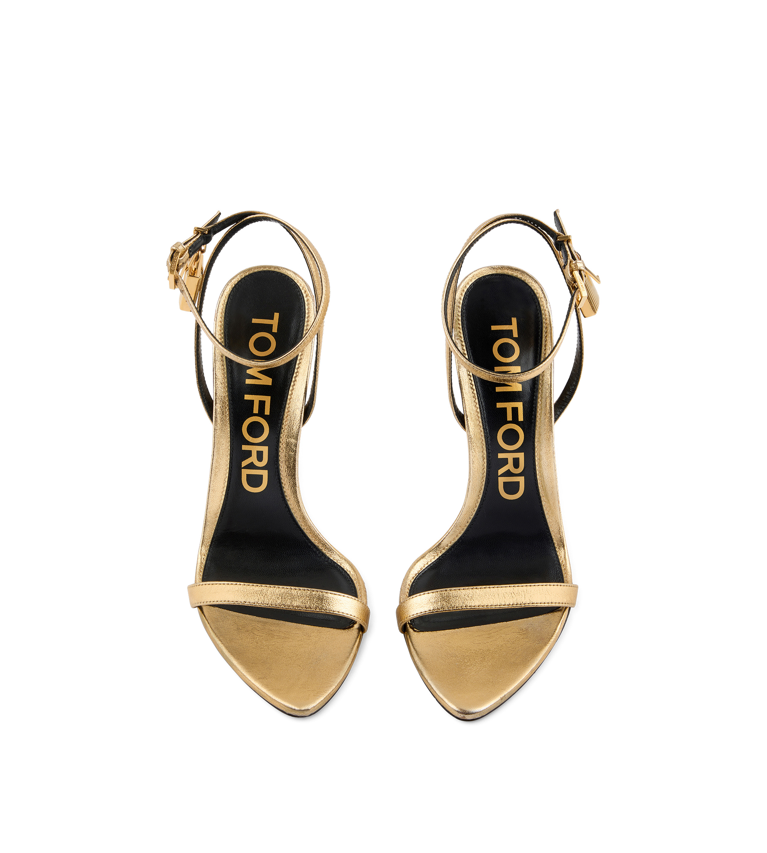LAMINATED NAPPA LEATHER PADLOCK POINTY NAKED SANDAL - 4