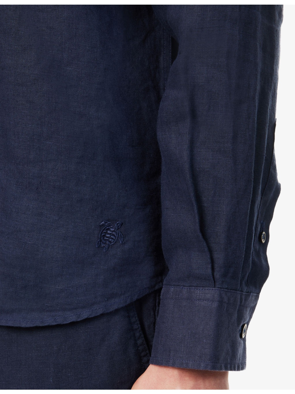 Caroubis logo-embroidered linen shirt - 5