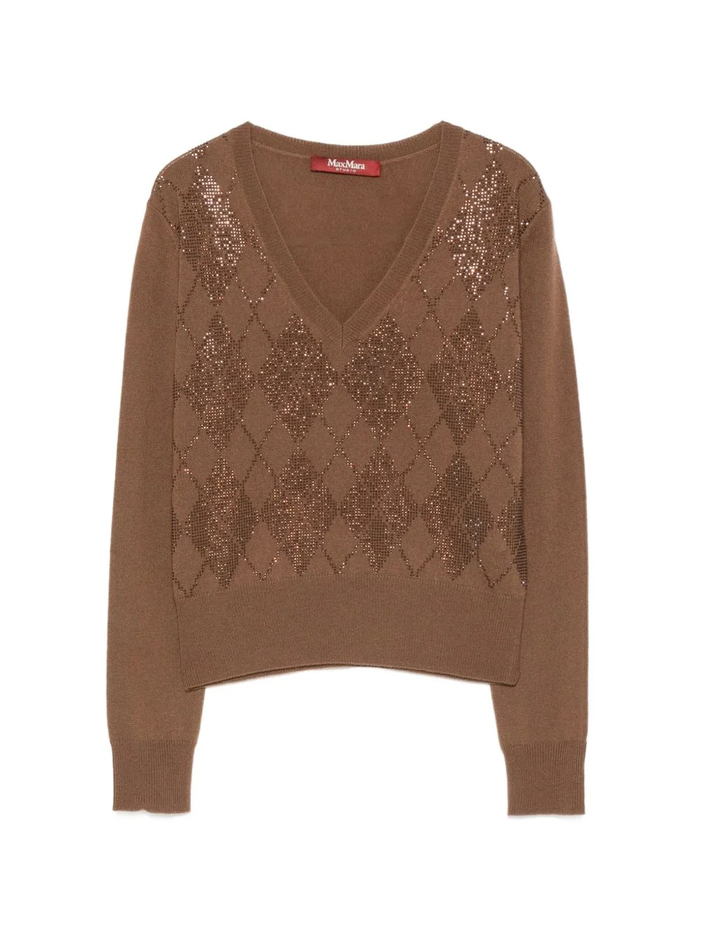 argyle-pattern stud-embellished sweater - 1