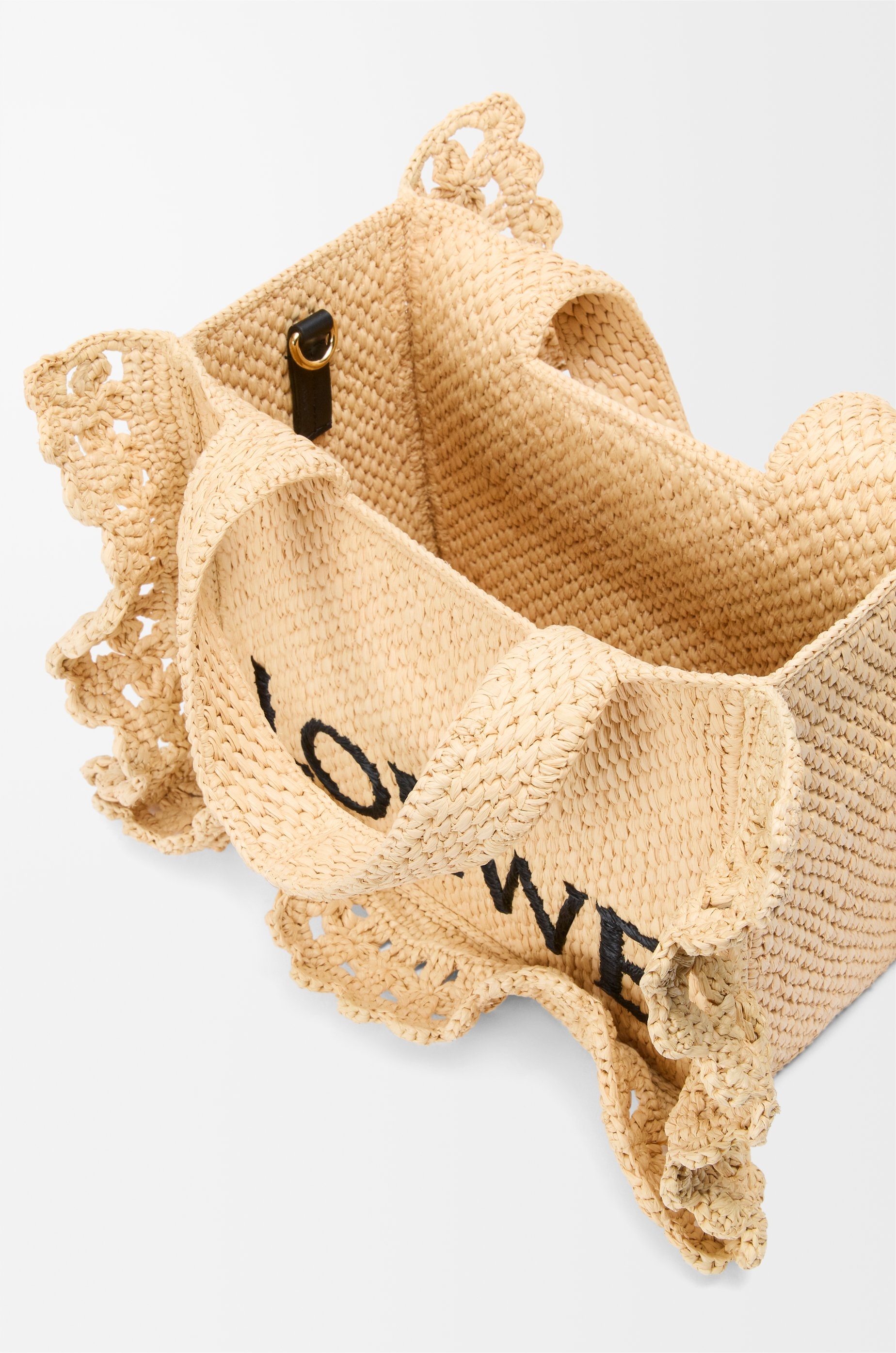 Small LOEWE Font tote in raffia - 8