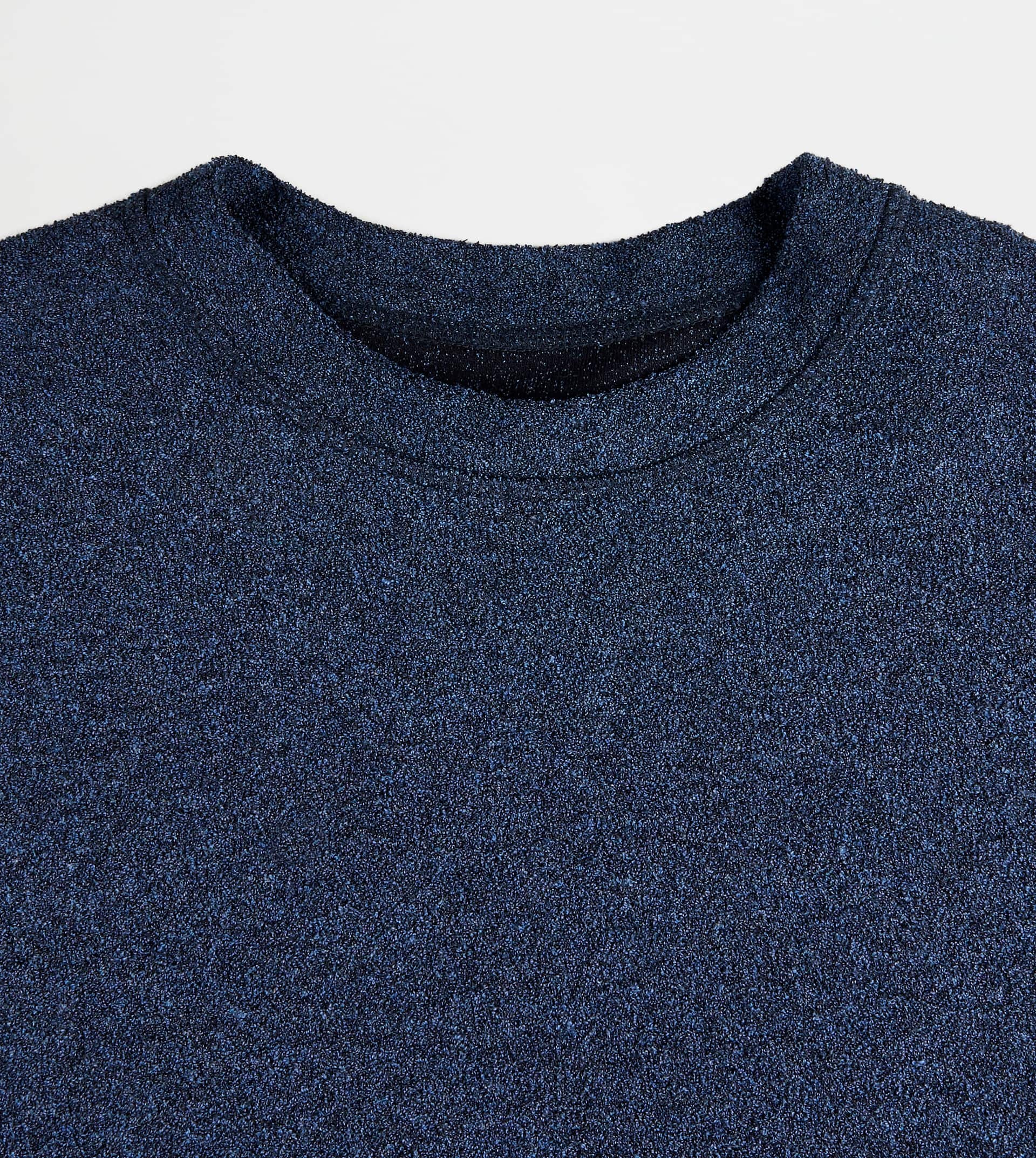 T-SHIRT IN BOUCLÉ JERSEY - BLUE - 5