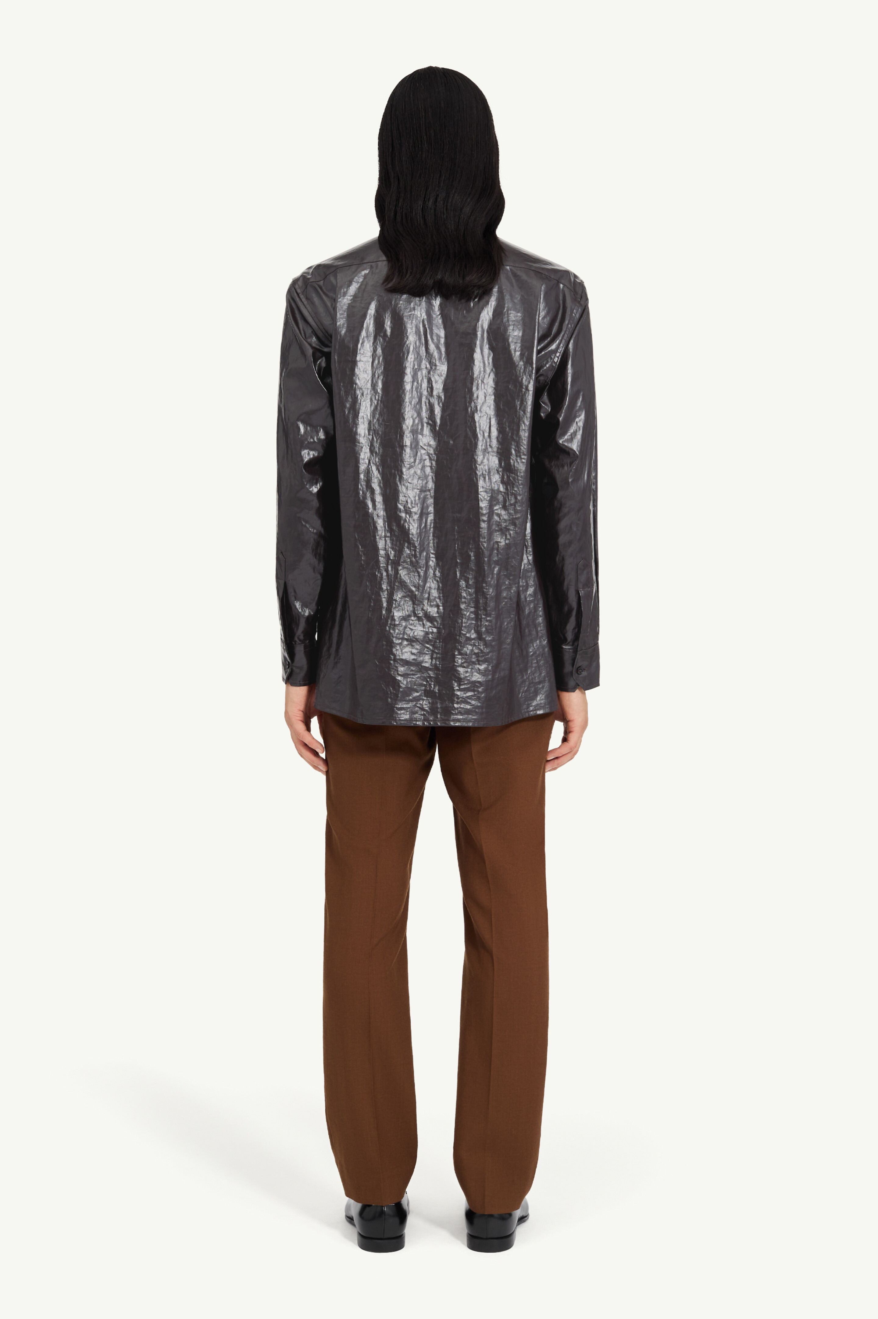 Shiny coated linen shirt - 4