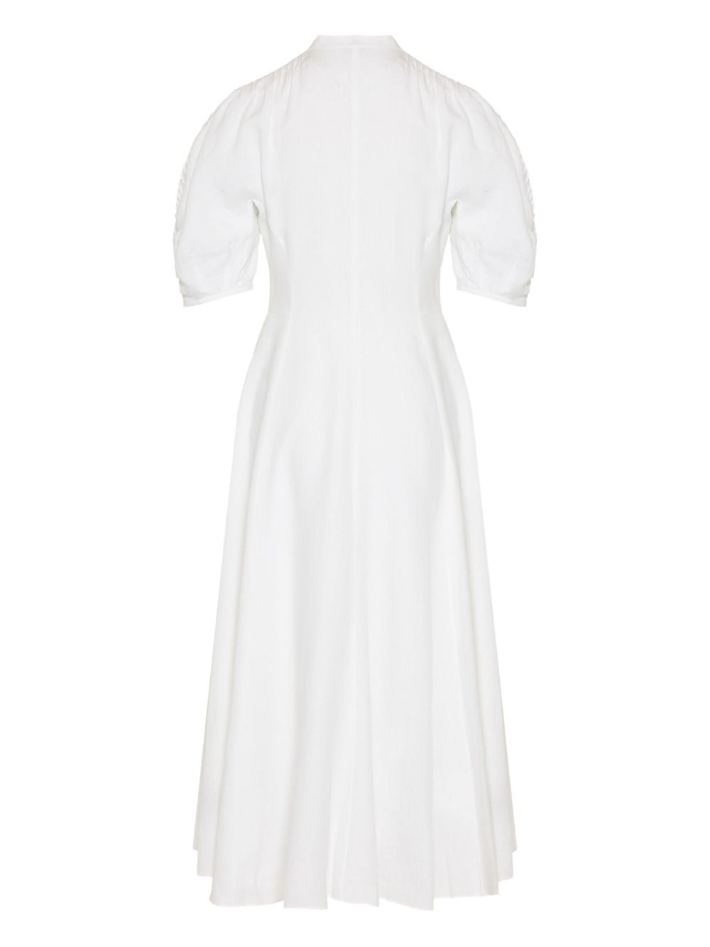 puff-sleeve pleated midi dress - 2