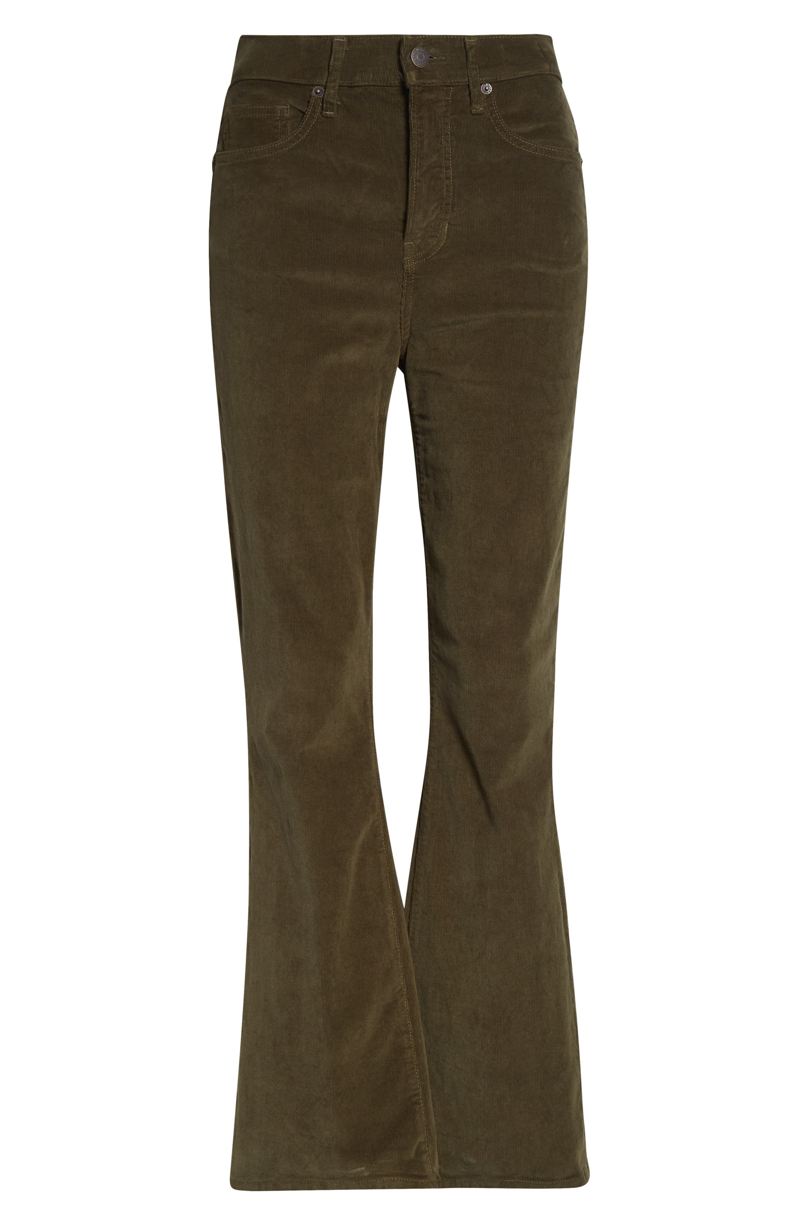 Veronica Beard Carson High Waist Ankle Flare Leg Corduroy Pants in Cypress at Nordstrom - 6