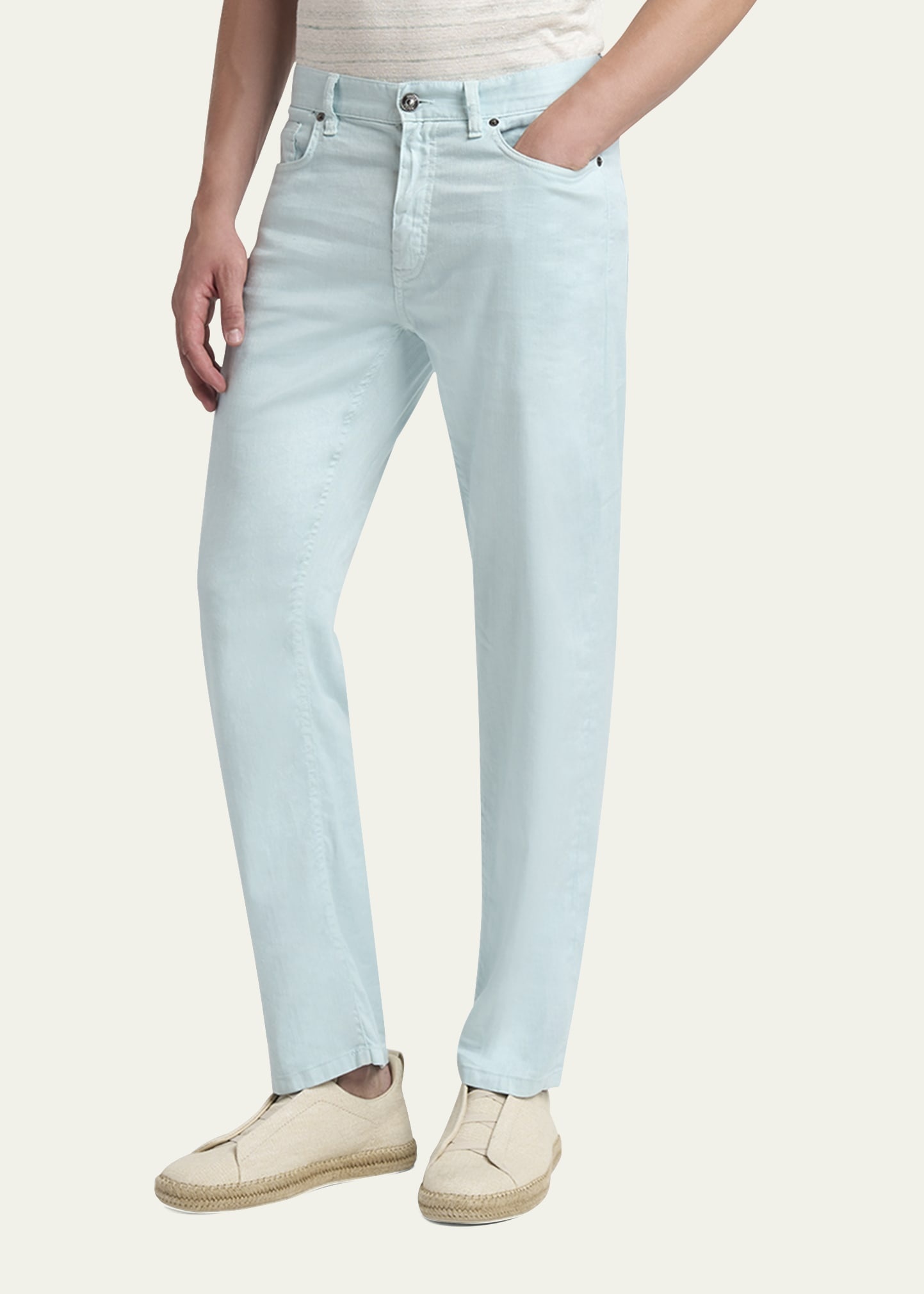 Men's Comfort Linen and Cotton Five-Pocket Pants - 4