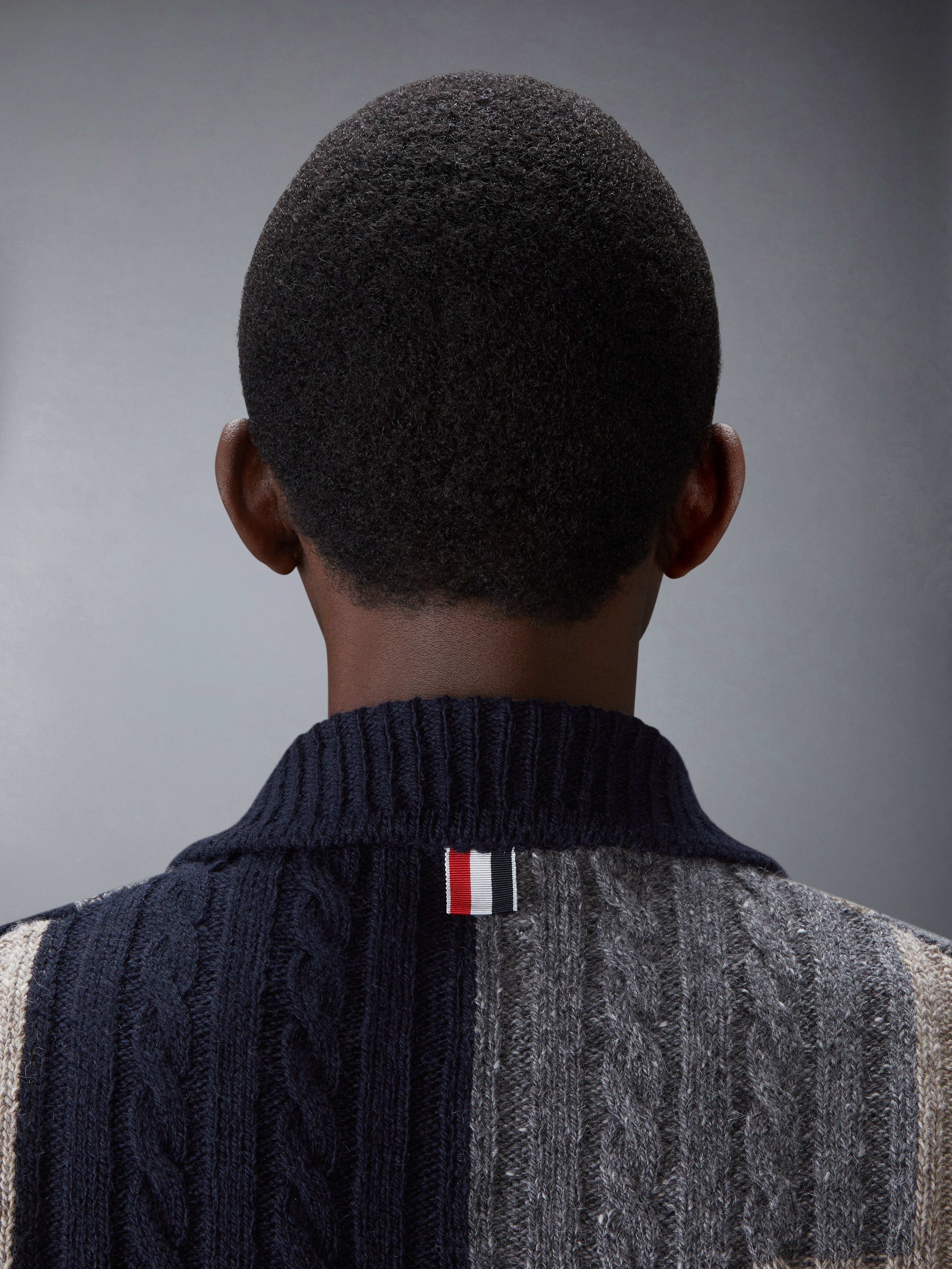 DONEGAL PATCHWORK INTARSIA MOCK NECK CARDIGAN - 5