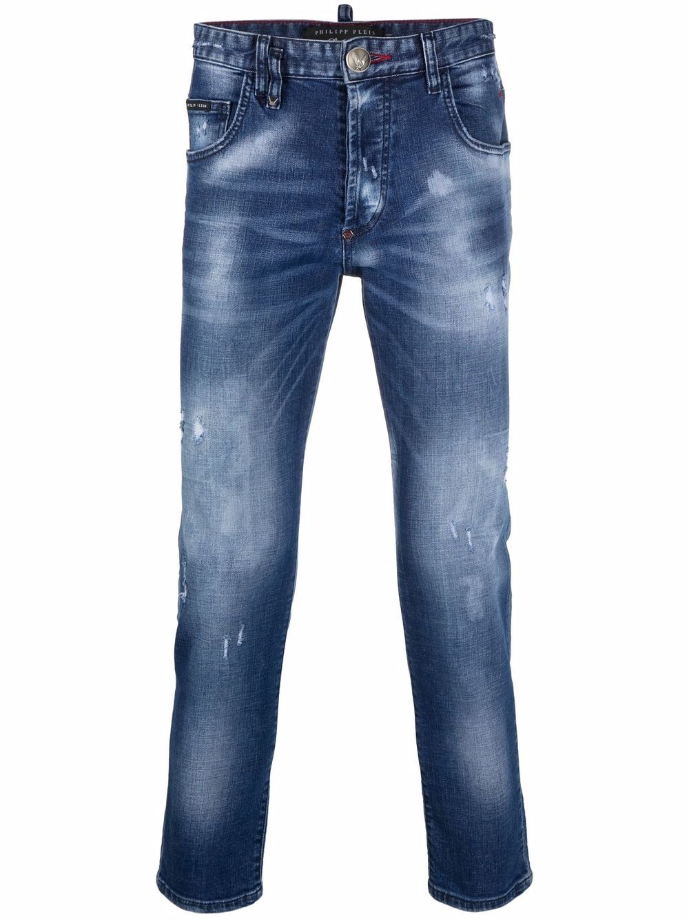 distressed skinny-cut jeans - 1