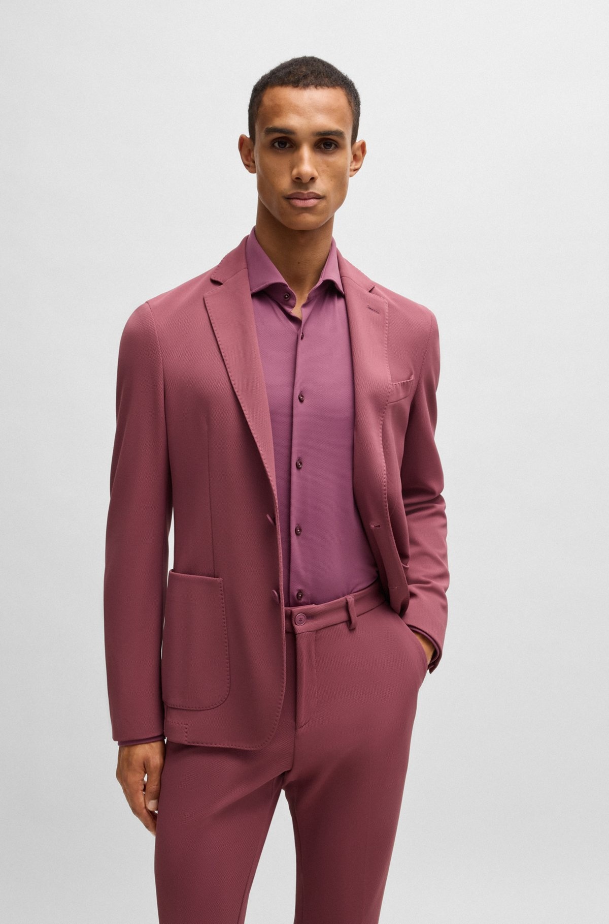 SLIM-FIT SHIRT IN STRUCTURED PERFORMANCE-STRETCH JERSEY - 6