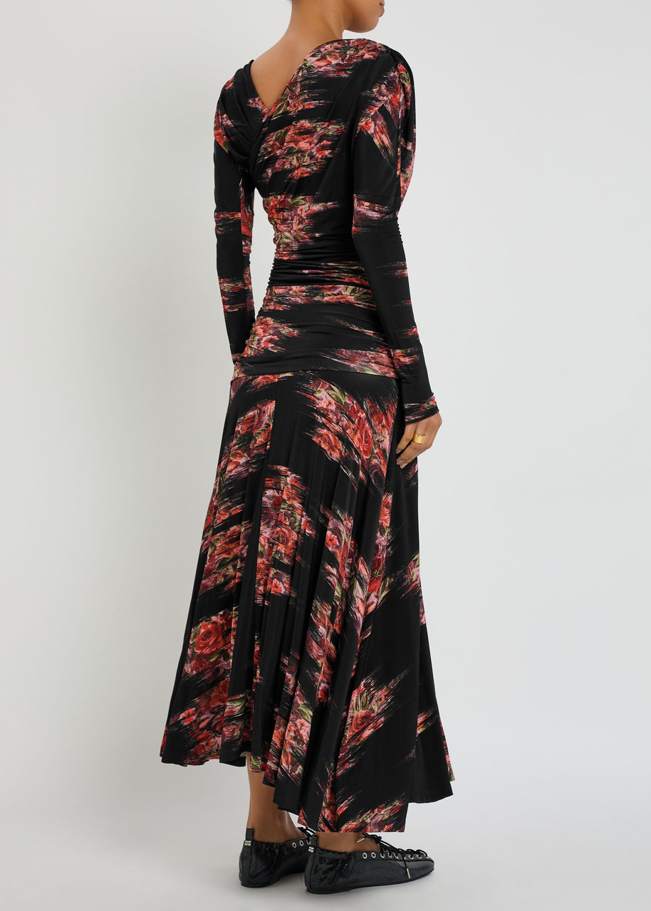 Ganni Floral-print Jersey Maxi Dress - 3