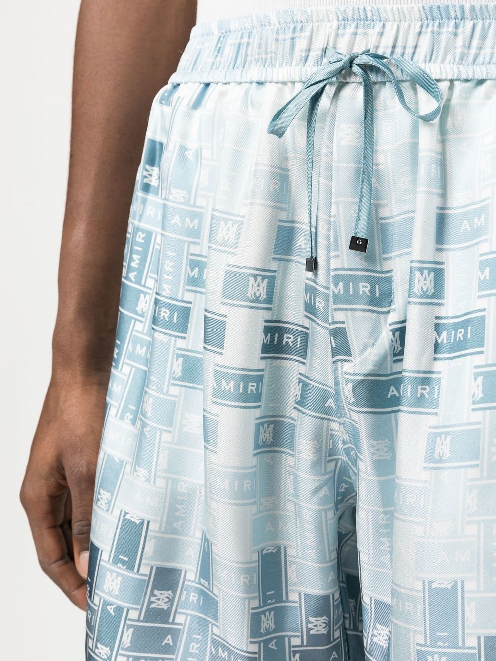 pattern-logo-printed silk shorts - 5