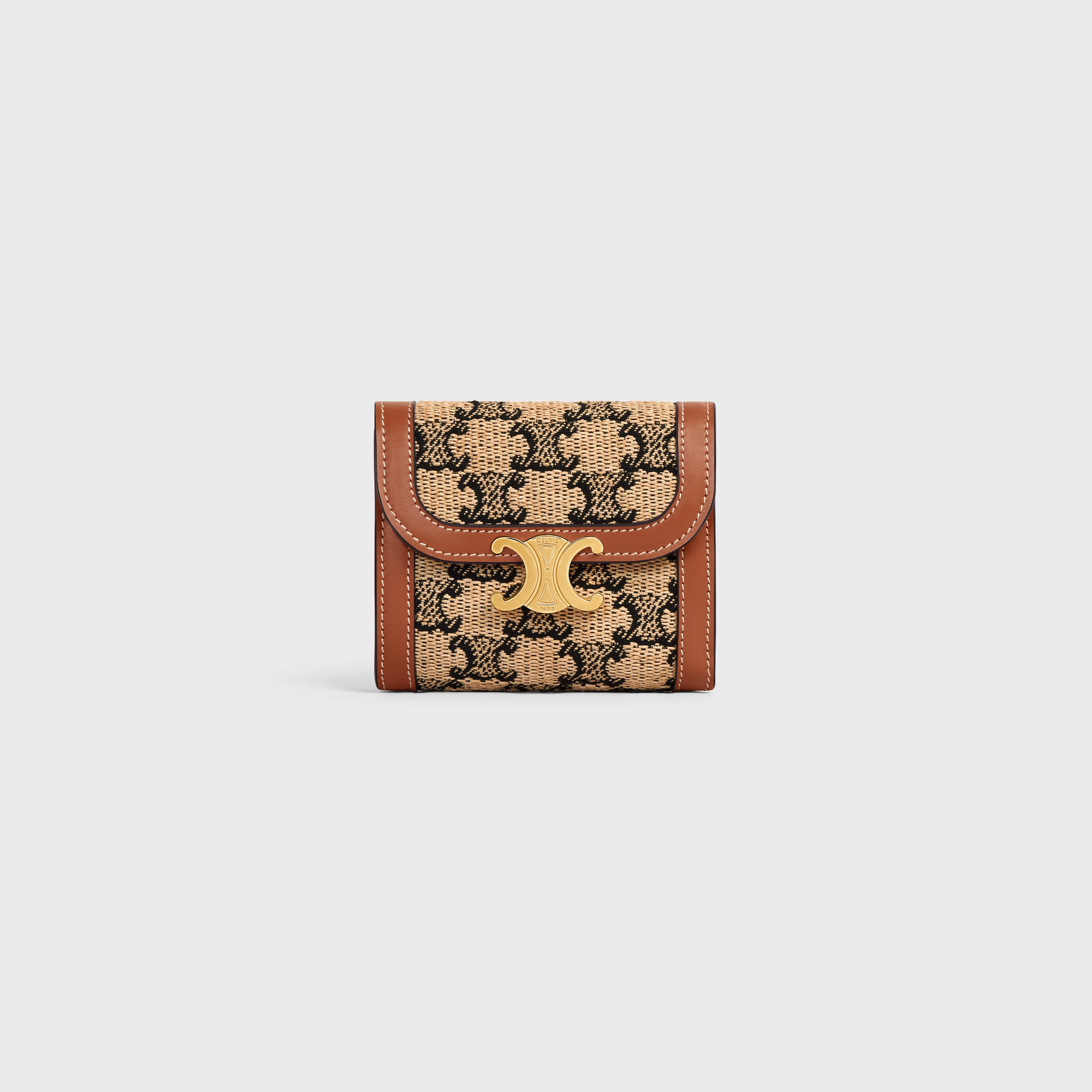 Small Triomphe Wallet in TEXTILE WITH TRIOMPHE AND CALFSKIN - 1