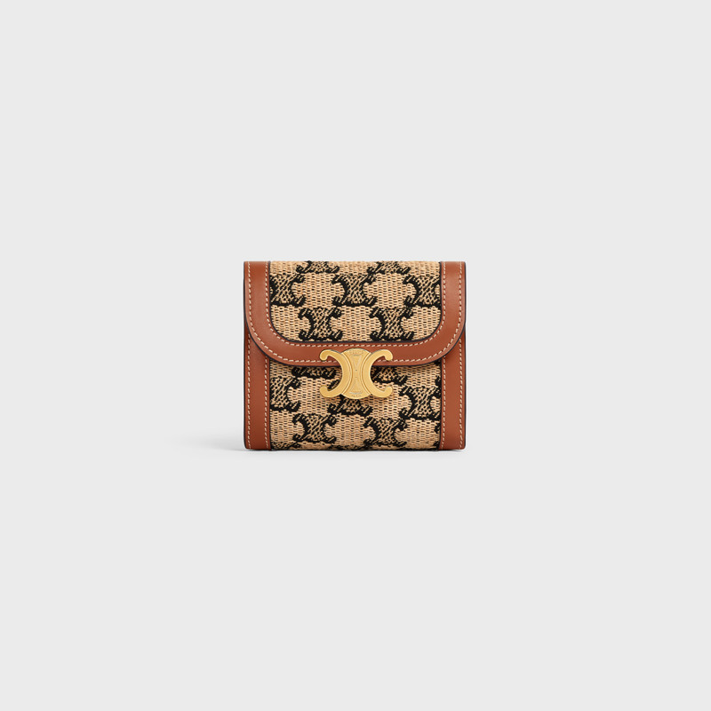 Triomphe Small Flap Wallet in TEXTILE WITH TRIOMPHE AND CALFSKIN 1