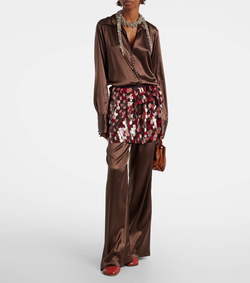 Dries Van Noten Mid-rise silk-blend straight pants outlook