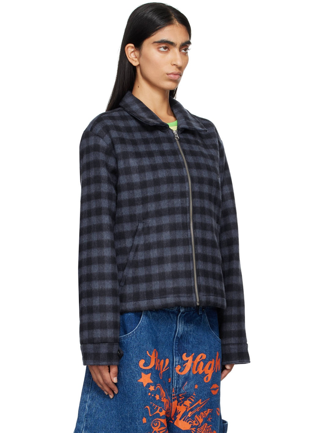 Navy Wool Zip Jacket - 2