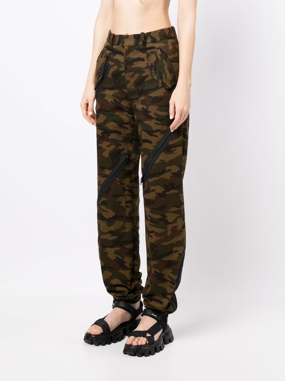 camouflage zip-detail trousers - 3