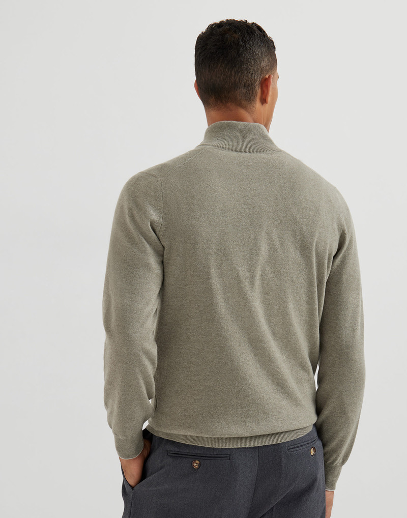 Brunello Cucinelli Cashmere sweater with half zip outlook