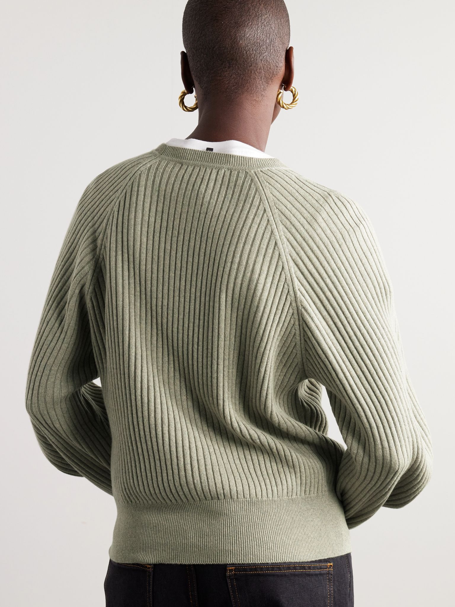 Ribbed cashmere sweater Light green - 4
