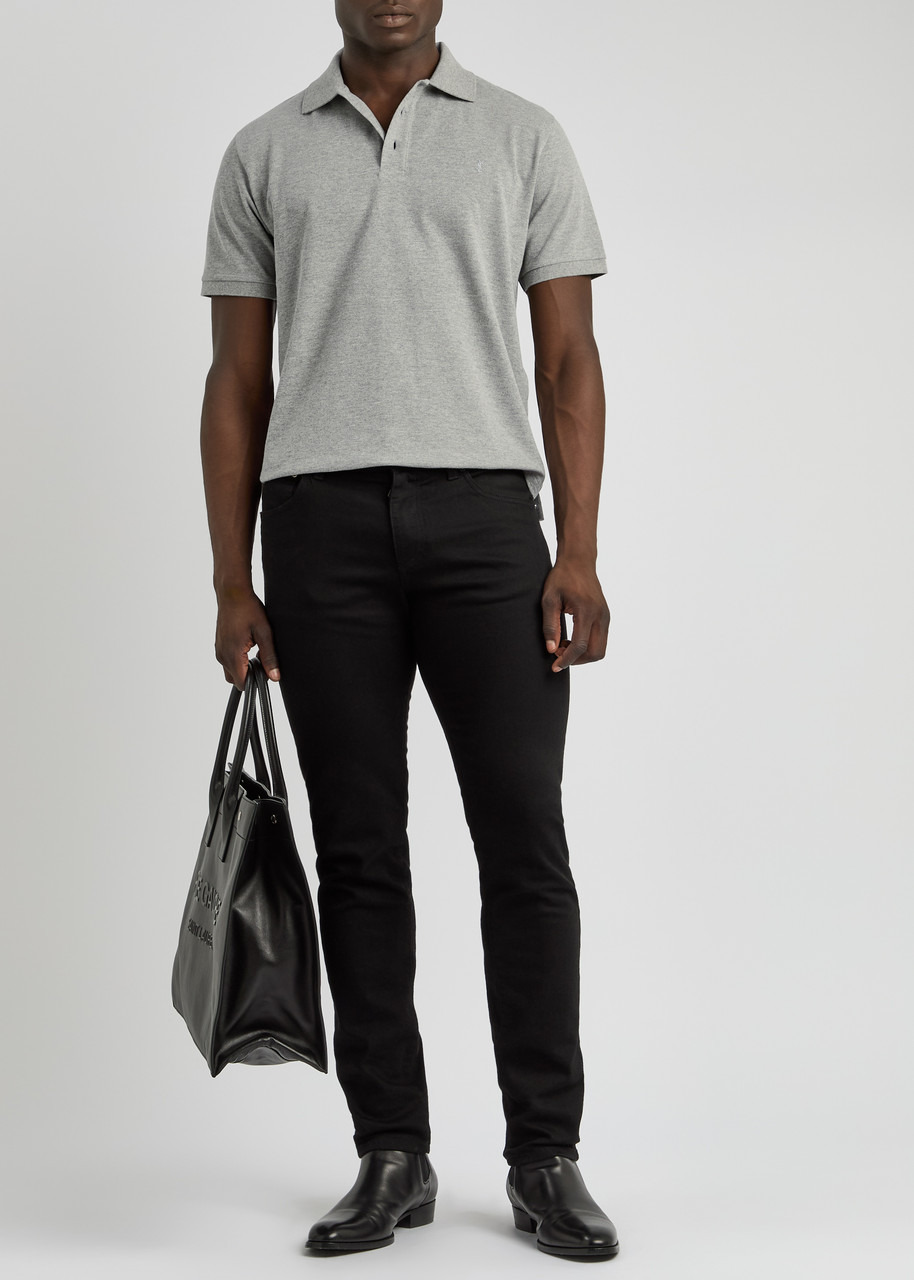 Saint Laurent Logo-embroidered Piqué Cotton Polo Shirt - 4