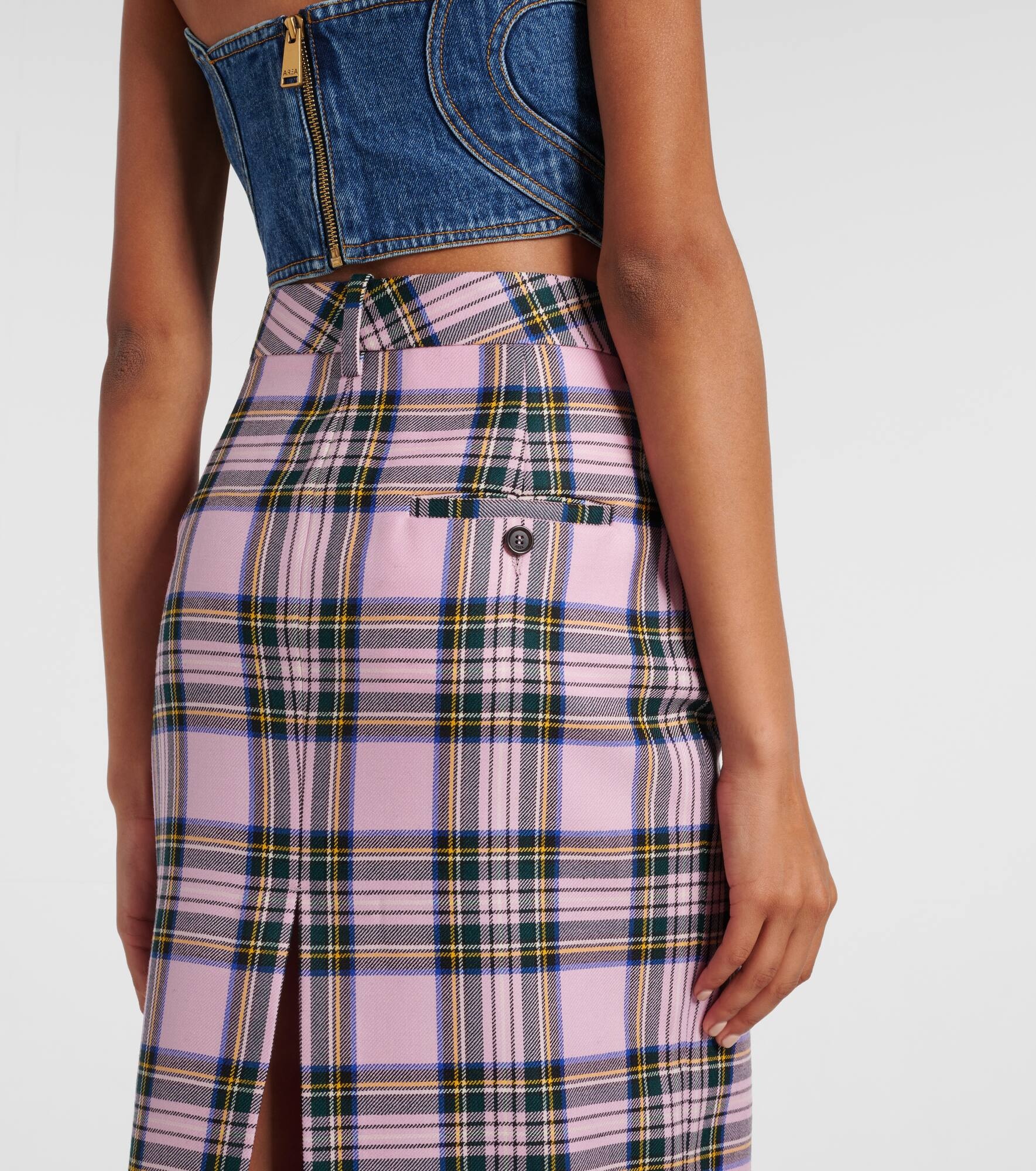 Plaid wool midi skirt - 5